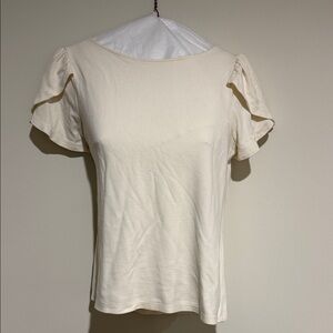 Ann Taylor Factory Cream Short Sleeve Top